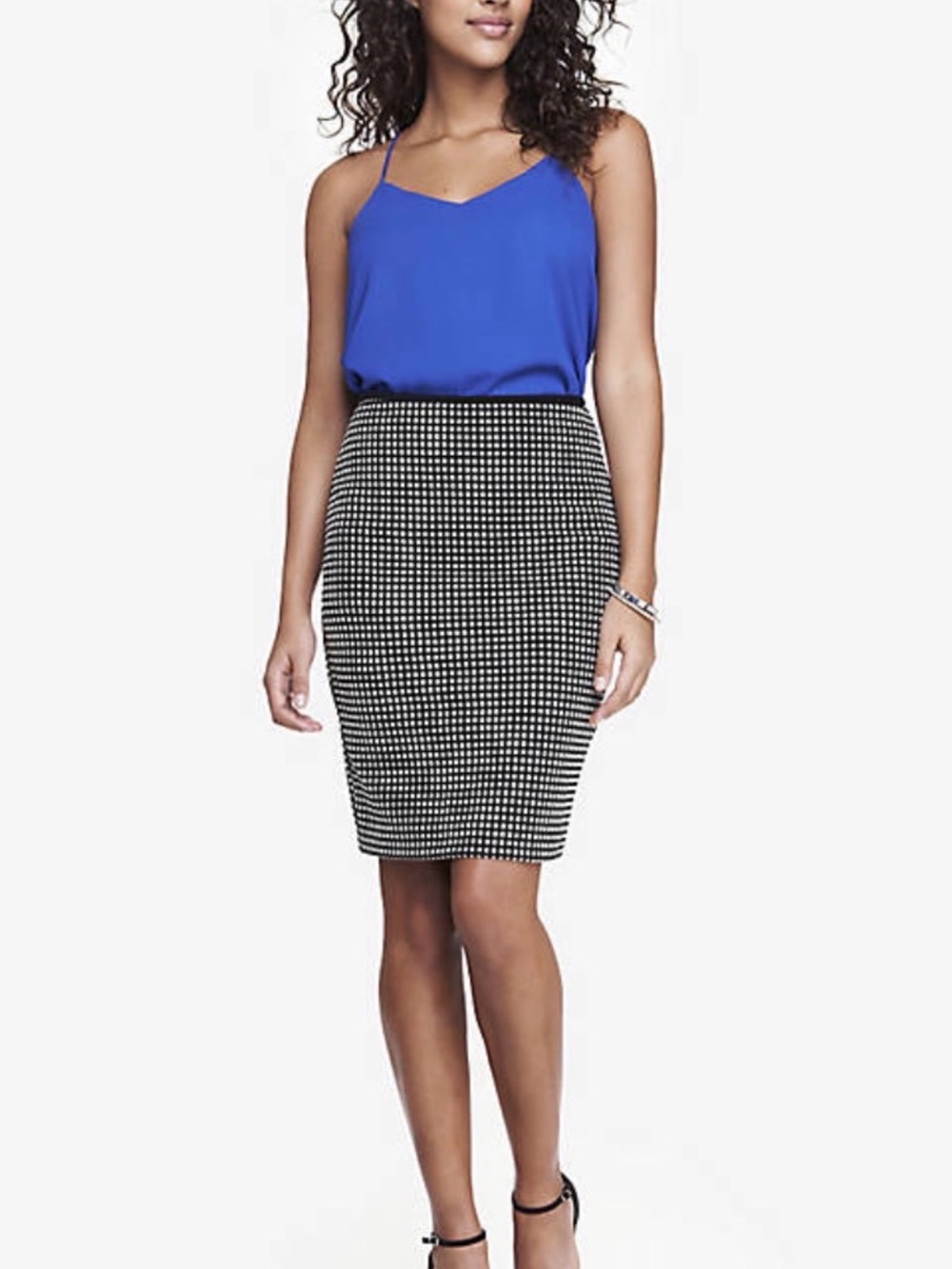 Express Black and White Pencil Skirt